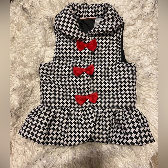 Macy's Other - Macy’s little girl size 4 beautiful vest black /red bows, ruffles on the trim.